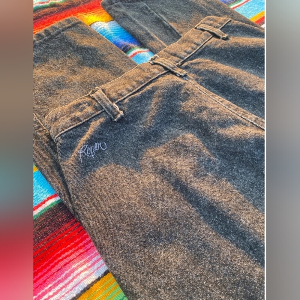 VTG Roper Riding wester Jeans Women Size 3/4 Gray Extra High Rise Straight Leg - Picture 3 of 16